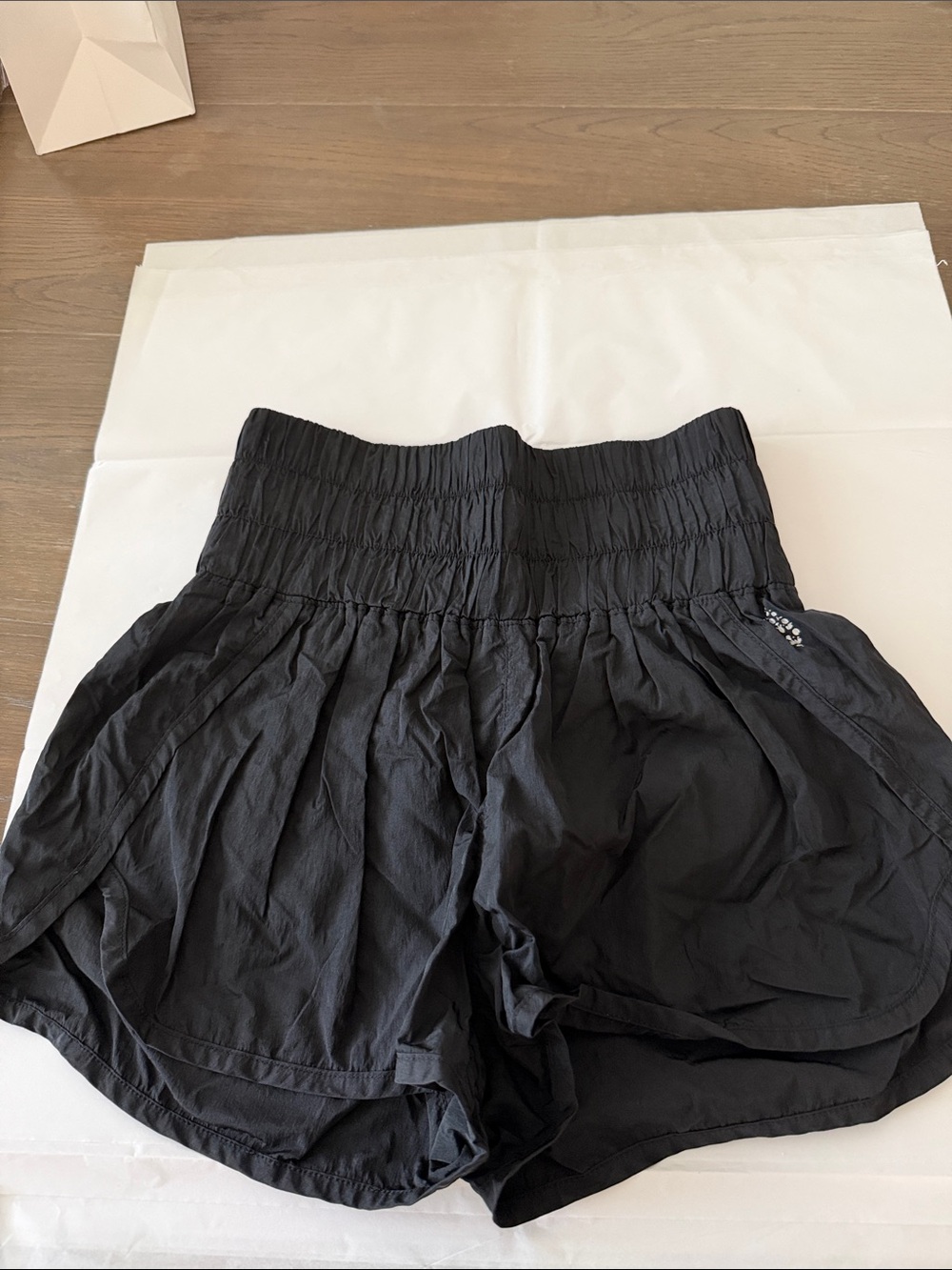 FP Movement by Free People Black Smocked-Waist Athletic Shorts
